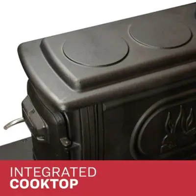 Logwood EPA-Exempt Cast Iron Wood Stove – 900 Sq. Ft. Heating Capacity