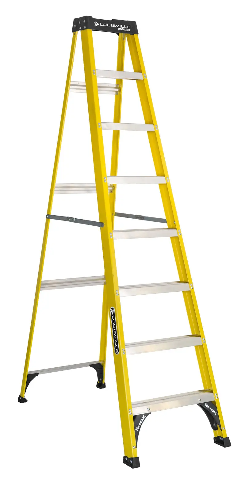 Louisville Fiberglass Step Ladder – 8-Foot Height, 250 lb Load Rating (W-3118-08)