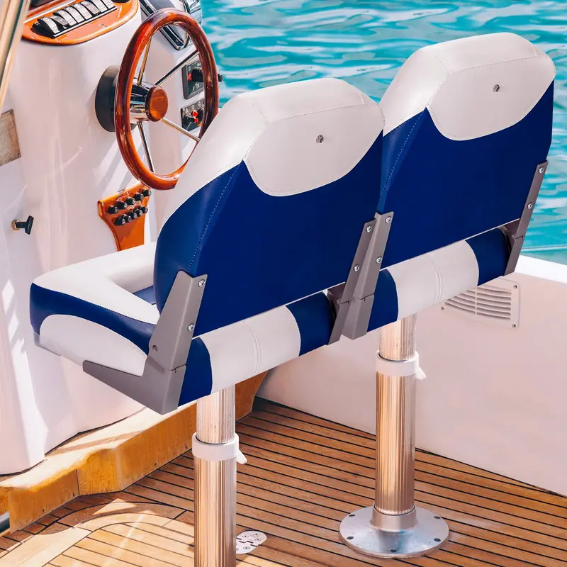 Low-Back Folding Boat Seats – 2-Pack Marine-Grade Seat Set for Small Watercraft 2