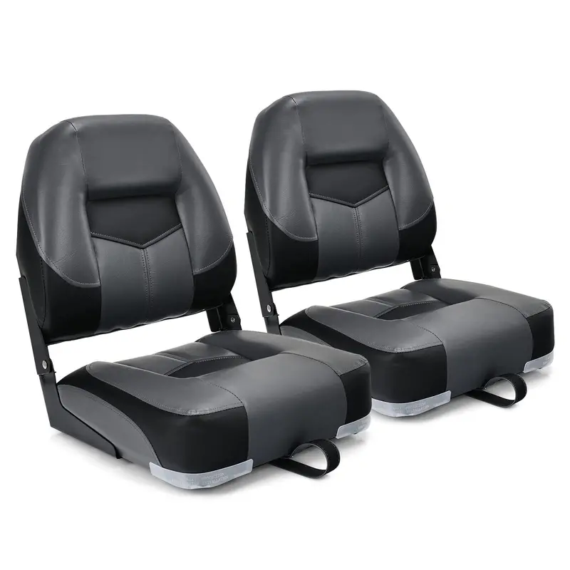 Low-Back Folding Boat Seats – 2-Pack Marine-Grade Seat Set for Small Watercraft