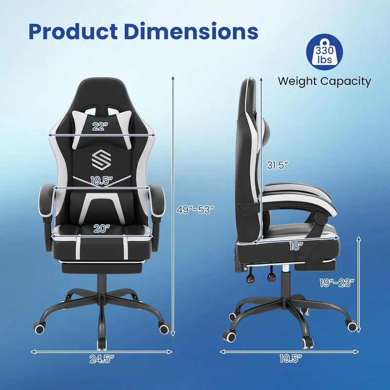 Lumbar-Support Computer Chair with Footrest & Linkage Armrests – Ergonomic Design