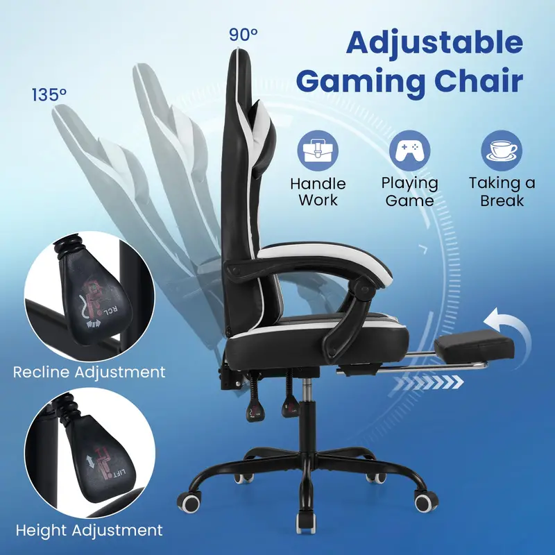 Lumbar-Support Computer Chair with Footrest & Linkage Armrests – Ergonomic Design