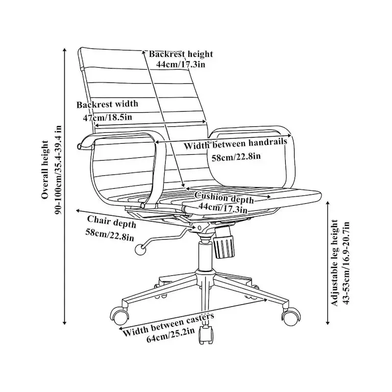 LUXMOD Ribbed Ergonomic Office Chair for Home or Workspace