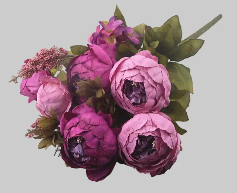 Luxury Peony Silk Flower Bouquet – 13-Piece European-Style Arrangement, 47 cm