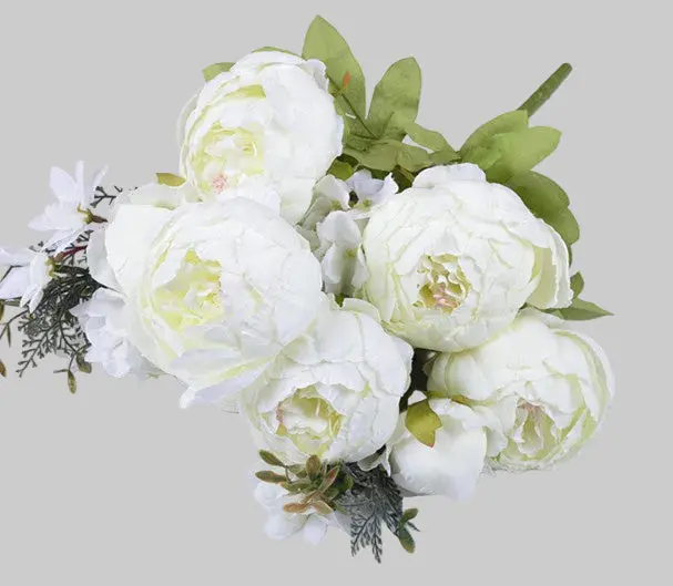 Luxury Peony Silk Flower Bouquet – 13-Piece European-Style Arrangement, 47 cm