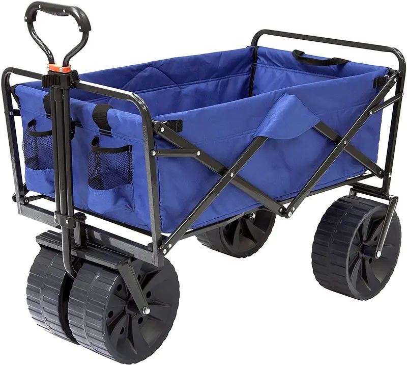 Mac Sports All-Terrain Beach Wagon – Heavy-Duty Collapsible Utility Cart (Blue/Black)