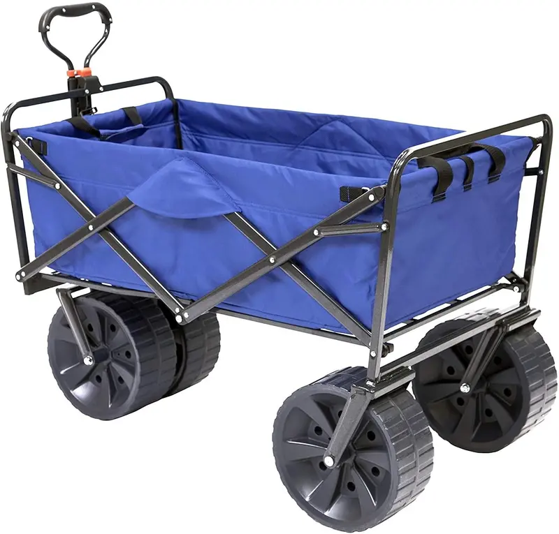 Mac Sports All-Terrain Beach Wagon – Heavy-Duty Collapsible Utility Cart (Blue/Black)