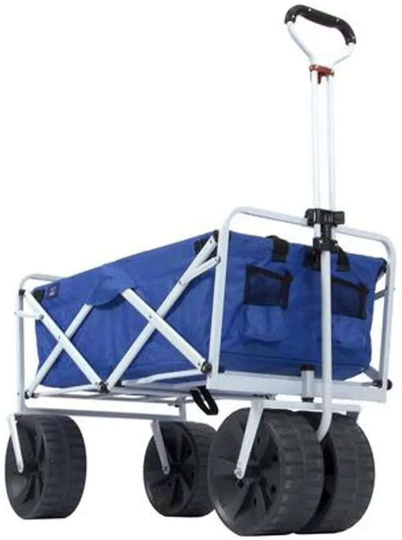 Mac Sports All-Terrain Beach Wagon – Heavy-Duty Collapsible Utility Cart (Blue/Black)