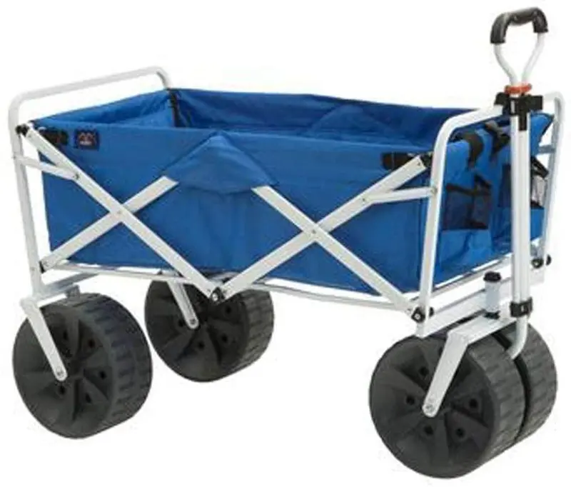 Mac Sports All-Terrain Beach Wagon – Heavy-Duty Collapsible Utility Cart (Blue/Black)