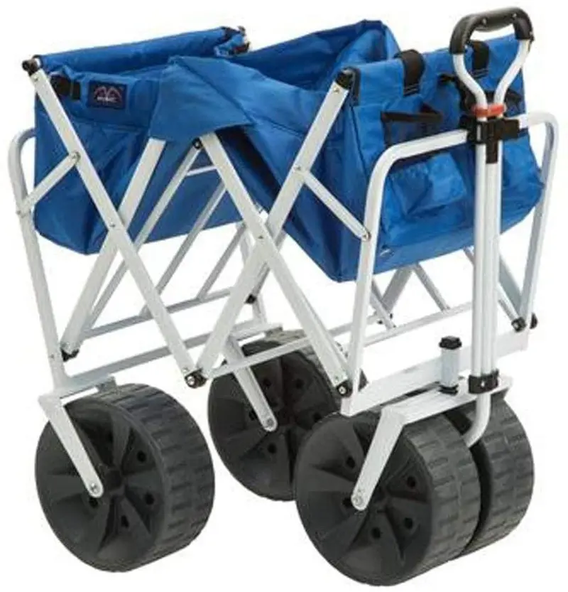 Mac Sports All-Terrain Beach Wagon – Heavy-Duty Collapsible Utility Cart (Blue/Black)