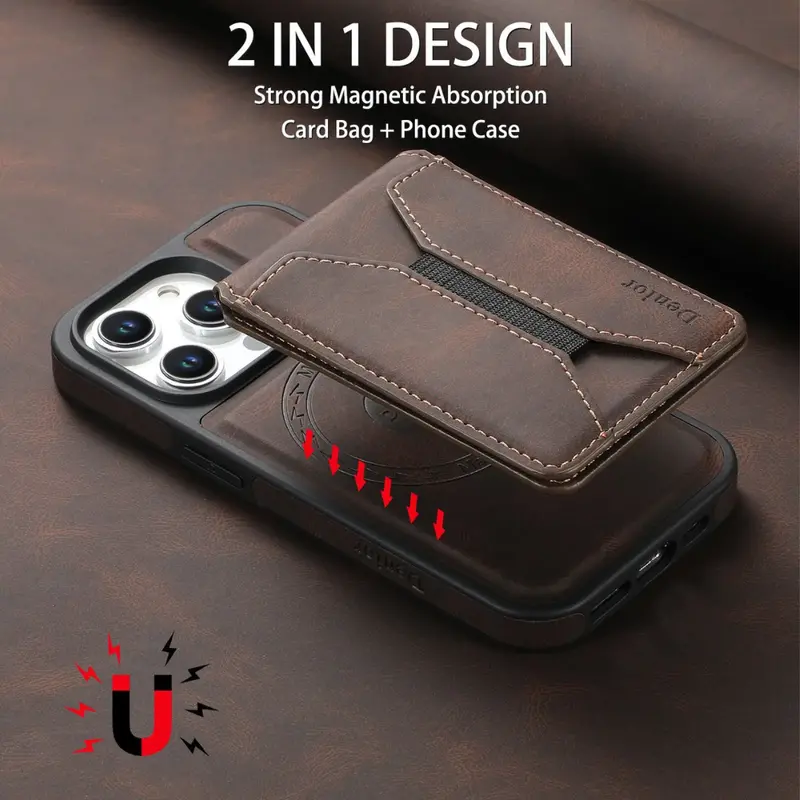 Magnetic Leather Wallet Case for iPhone – MagSafe Ready