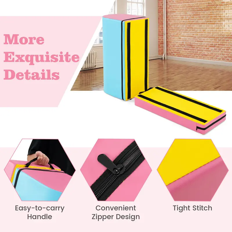 Mailbox-Style Tumbling Mat – Gymnastics Vaulting Box with Detachable Foam Mat & Carry Handle