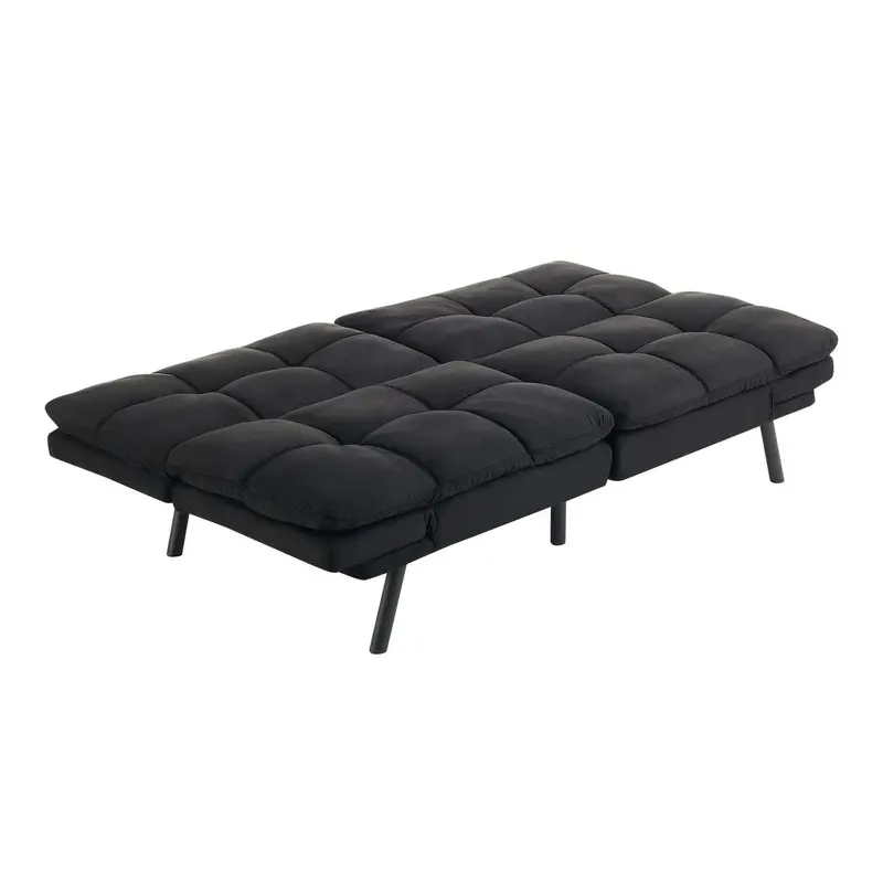 Mainstays Black Faux Suede Memory Foam Futon Sofa Bed