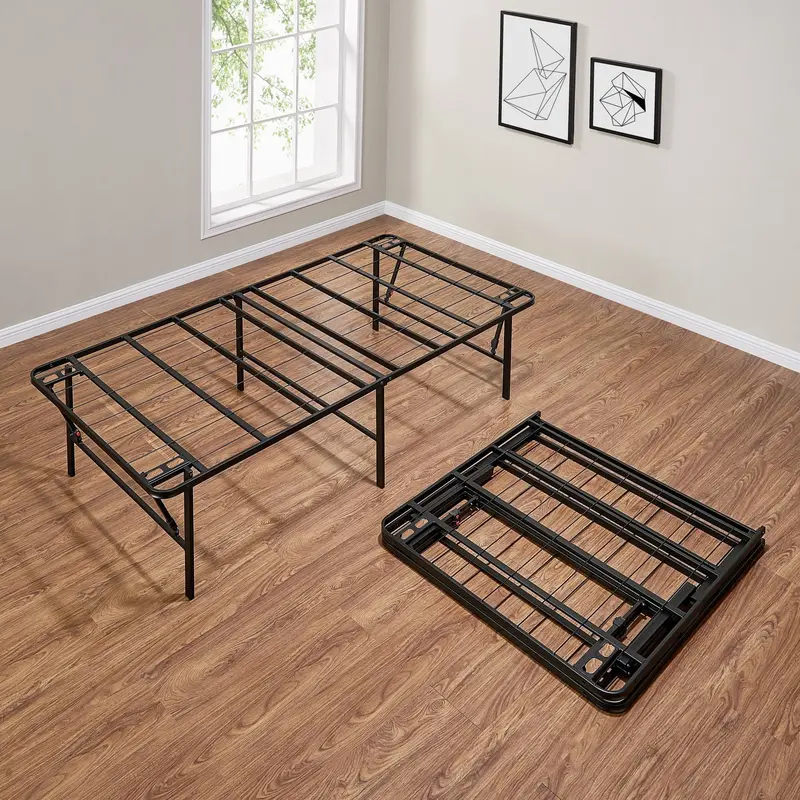 Mainstays High-Profile Foldable Queen Platform Bed Frame – 18-Inch Steel Base in Black