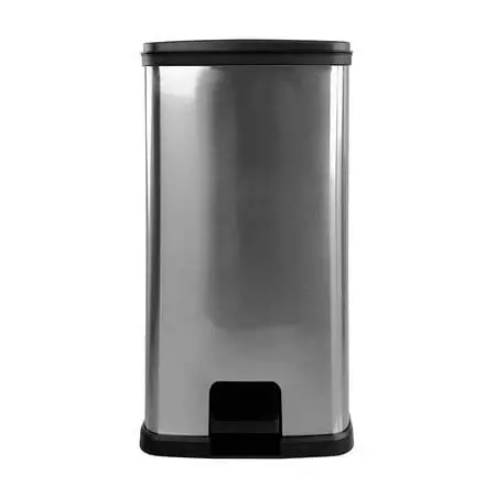 Mainstays Rectangular Step Trash Can – 13.2 Gallon Plastic Kitchen Bin, Silver