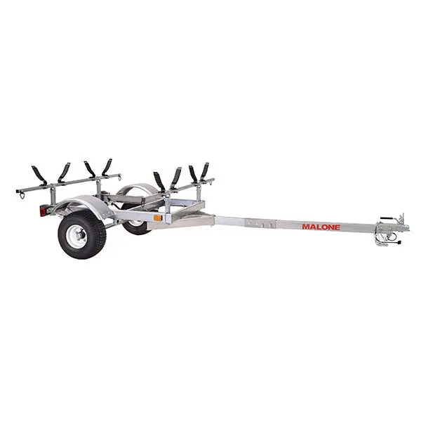 Malone LowMax 2-Kayak Galvanized Trailer – 600 lb Capacity, LED Lights, Highway-Rated Tires