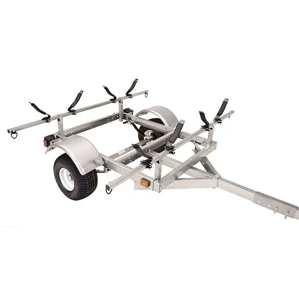 Malone LowMax 2-Kayak Galvanized Trailer – 600 lb Capacity, LED Lights, Highway-Rated Tires