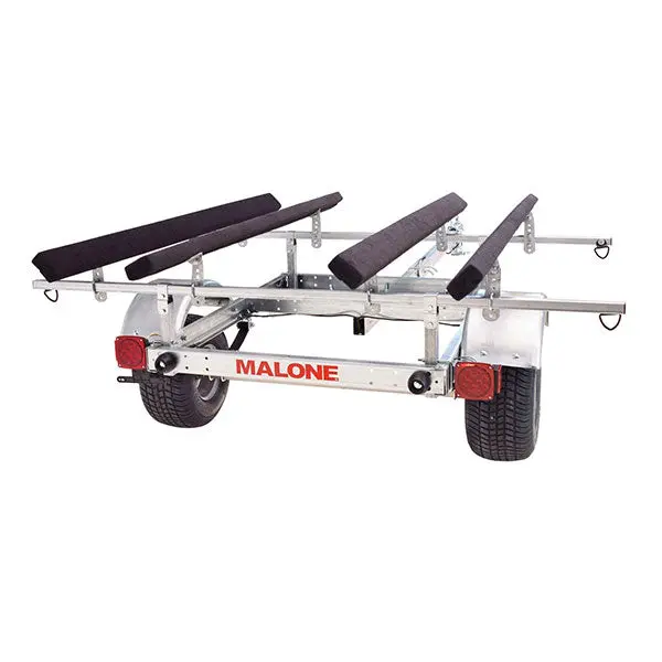 Malone LowMax 2-Kayak Galvanized Trailer – 600 lb Capacity, LED Lights, Highway-Rated Tires