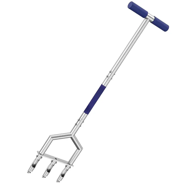 Manual Core Aerator Tool with Three Hollow Stainless Steel Tines 2