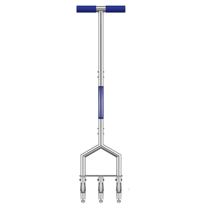 Manual Core Aerator Tool with Three Hollow Stainless Steel Tines
