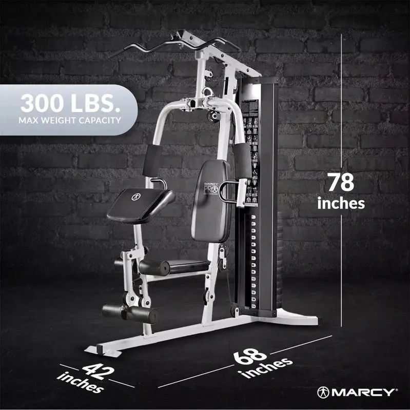 Marcy 150-Pound Stack Home Gym – Dual-Function Arm Press & Leg Developer in Black/White