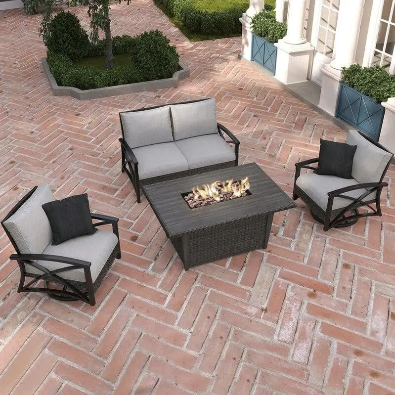 Martha Stewart 4-Person Metal Outdoor Seating Set with Weather-Resistant Cushions