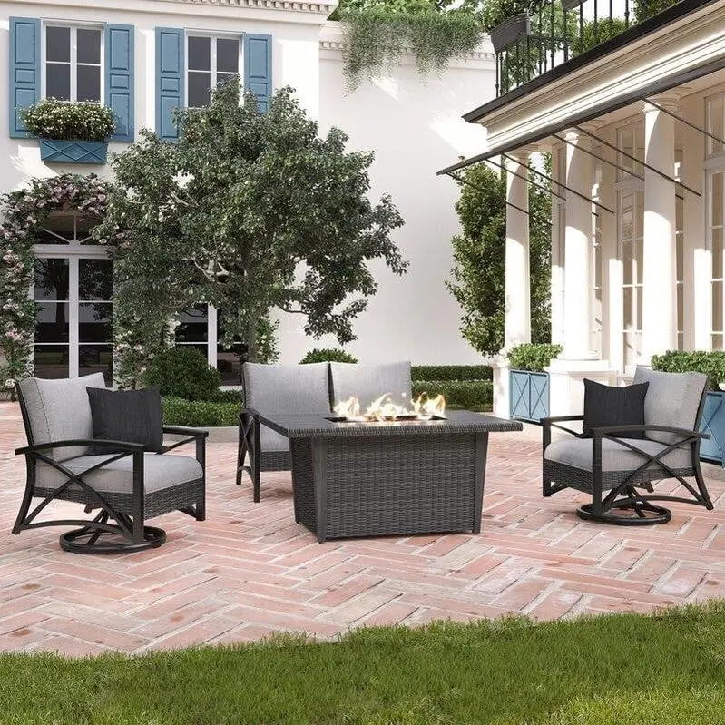 Martha Stewart 4-Person Metal Outdoor Seating Set with Weather-Resistant Cushions