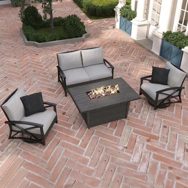 Martha Stewart 4-Piece Metal Outdoor Seating Set with Weather-Resistant Cushions