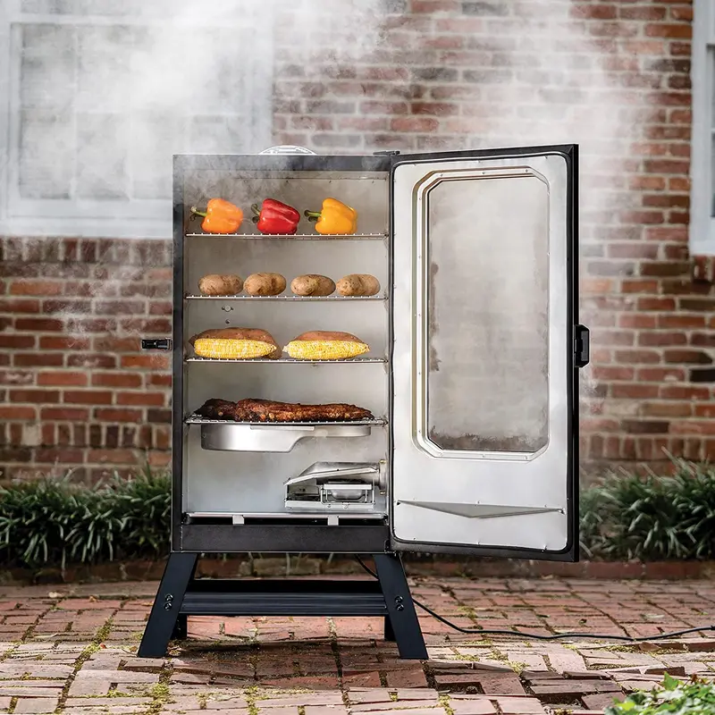 Masterbuilt 40-Inch Digital Electric Smoker – Black, Glass Viewing Window, 4 Adjustable Racks, Portable Legs