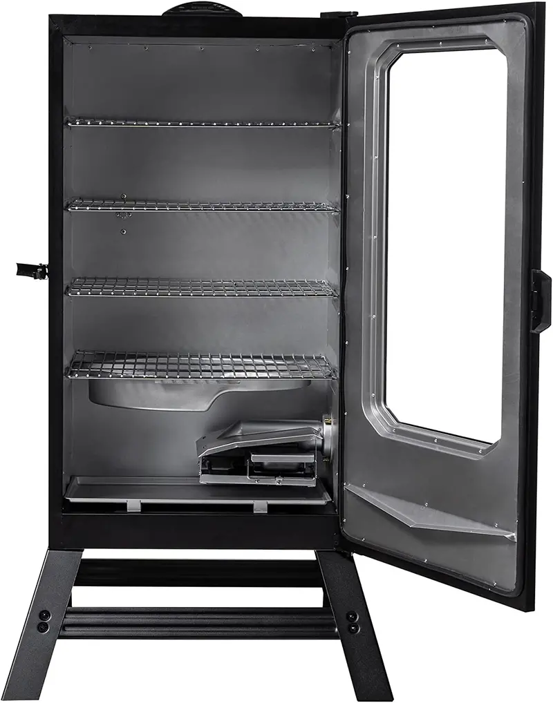 Masterbuilt 40-Inch Digital Electric Smoker – Black, Glass Viewing Window, 4 Adjustable Racks, Portable Legs
