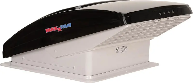 MaxxFan Deluxe Roof Vent with Remote Control – Smoke Finish, Black Housing