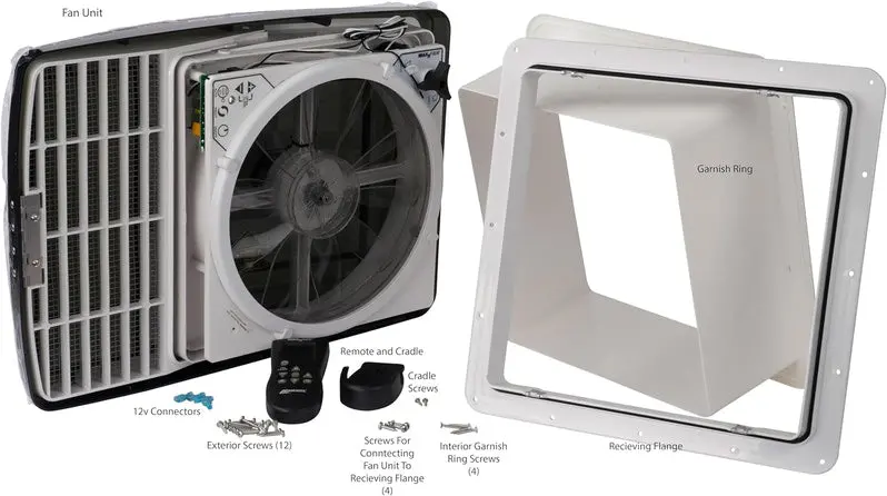 MaxxFan Deluxe Roof Vent with Remote Control – Smoke Finish, Black Housing