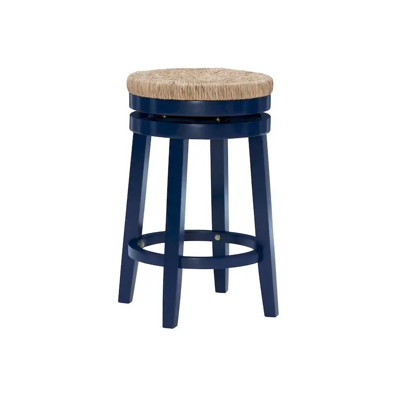 Maya Swivel Counter Stool with Natural Seagrass Seat and Backless Design 2