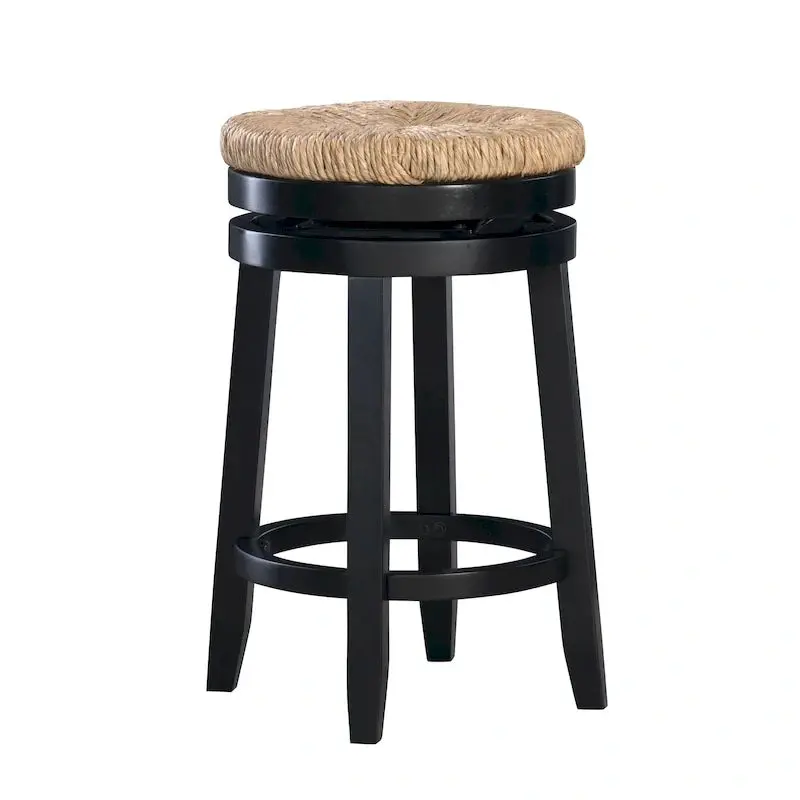 Maya Swivel Counter Stool with Natural Seagrass Seat and Backless Design