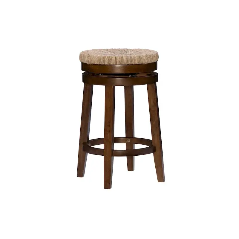 Maya Swivel Counter Stool with Natural Seagrass Seat and Backless Design