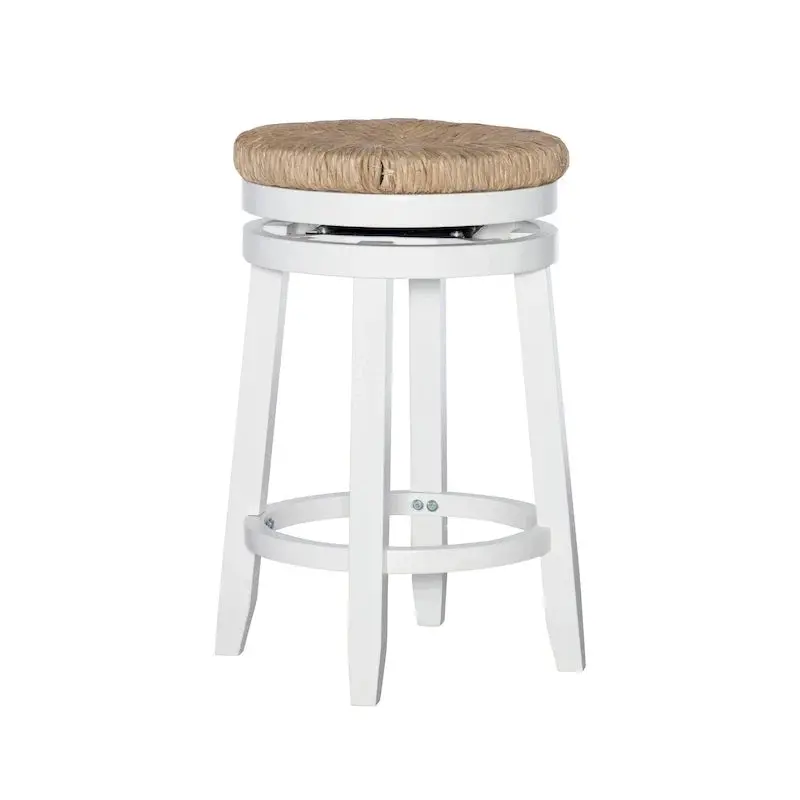 Maya Swivel Counter Stool with Natural Seagrass Seat and Backless Design