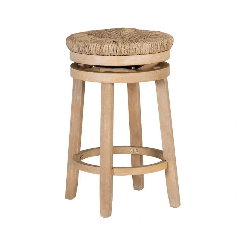 Maya Swivel Counter Stool with Natural Seagrass Seat and Backless Design