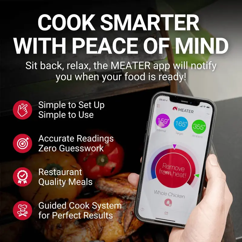 MEATER Plus Smart Meat Thermometer – Bluetooth-Enabled, 165ft Range, Oven-to-Grill Precision Cooking Aid
