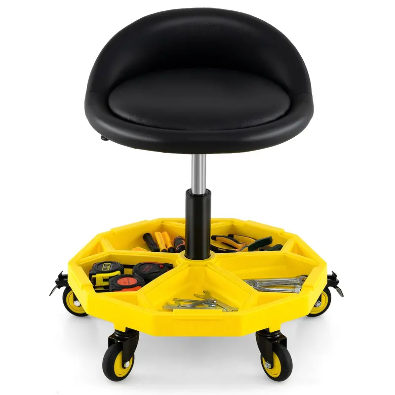 Mechanic’s Height-Adjustable Stool – 20"–25" Range with Built-In Magnetic Tool Holder