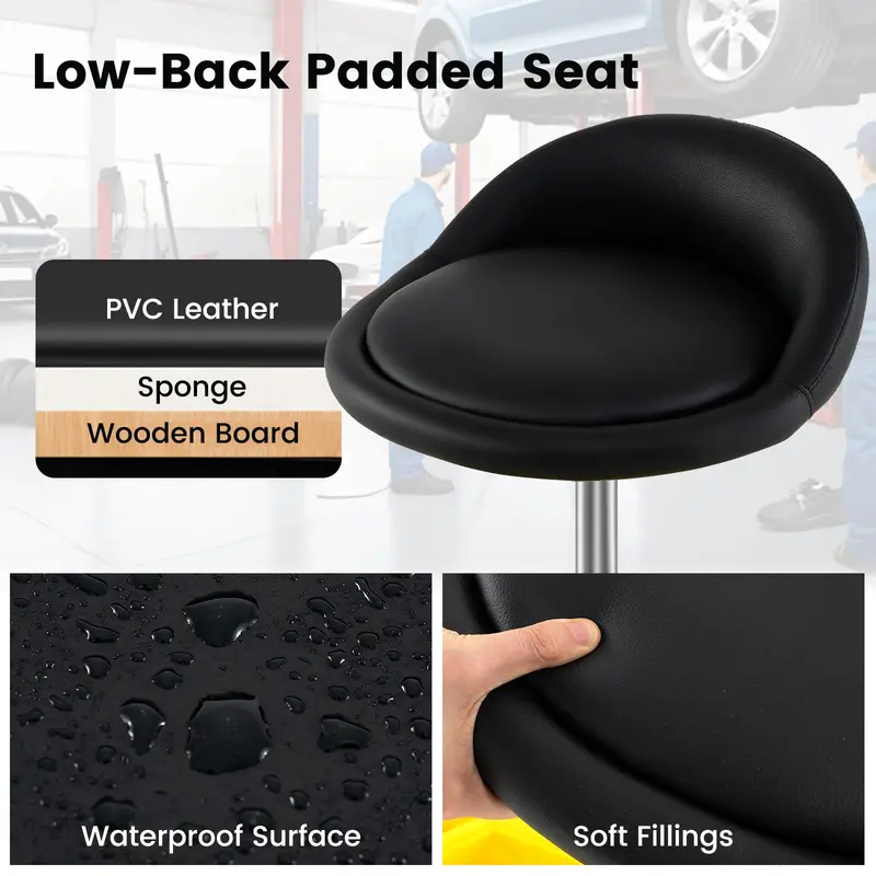 Mechanic’s Height-Adjustable Stool – 20"–25" Range with Built-In Magnetic Tool Holder