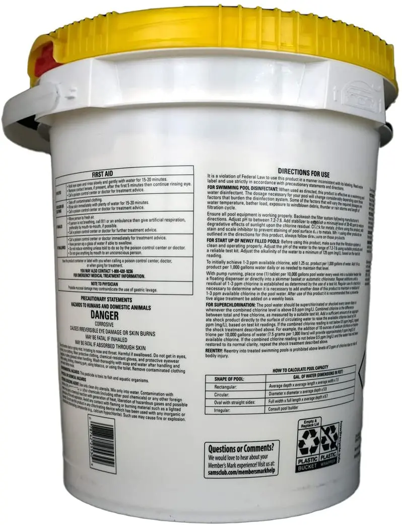 Members Mark 40 lb Chlorine Tablets – 3" Slow-Dissolving Pool Sanitizer