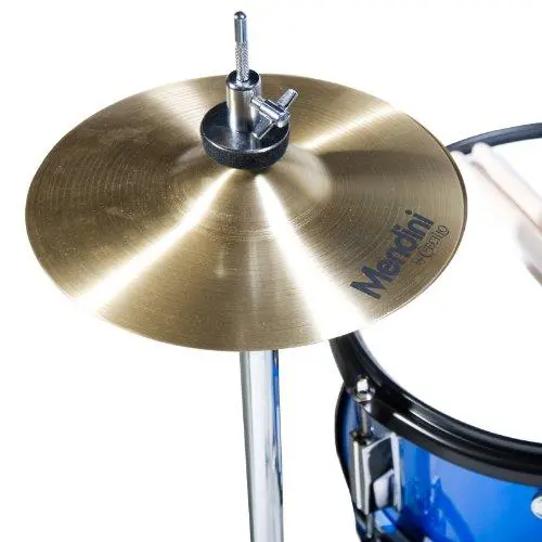 Mendini by Cecilio MJDS-5-BL Kids’ 5-Piece Drum Set – 16-Inch Blue Metallic Starter Kit with Throne, Cymbal & Sticks