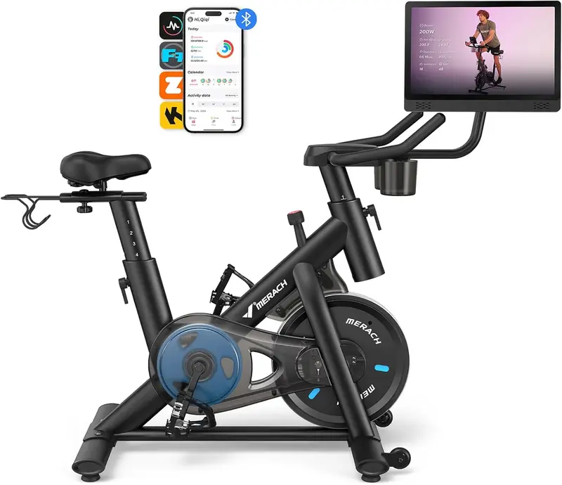 MERACH Smart Exercise Bike with Magnetic Resistance, Quiet Indoor Cycling & App Integration