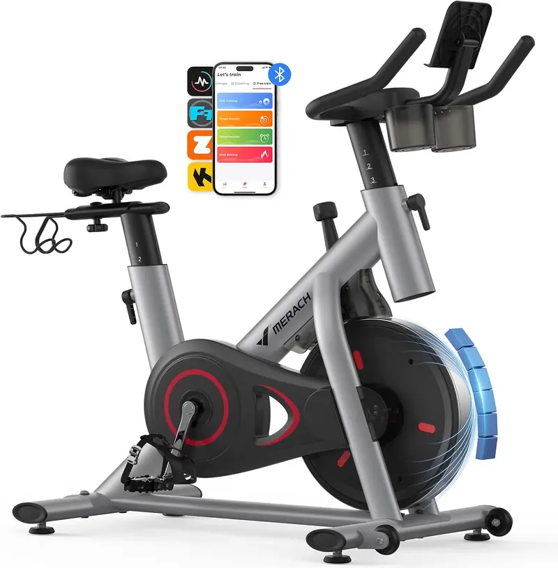 MERACH Smart Exercise Bike with Magnetic Resistance, Quiet Indoor Cycling & App Integration