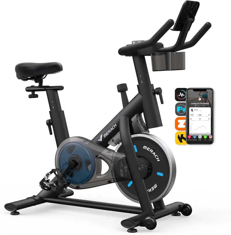 MERACH Smart Exercise Bike with Magnetic Resistance, Quiet Indoor Cycling & App Integration