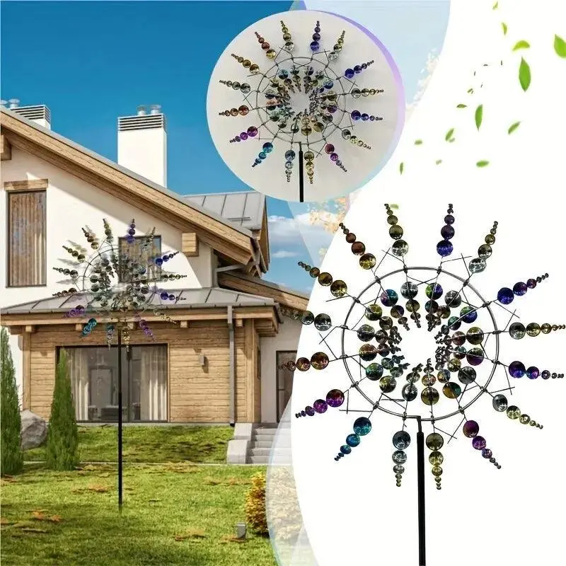 Metal Windmill Spinner for Outdoor Gardens | Weather-Resistant Wind-Powered Decor 2