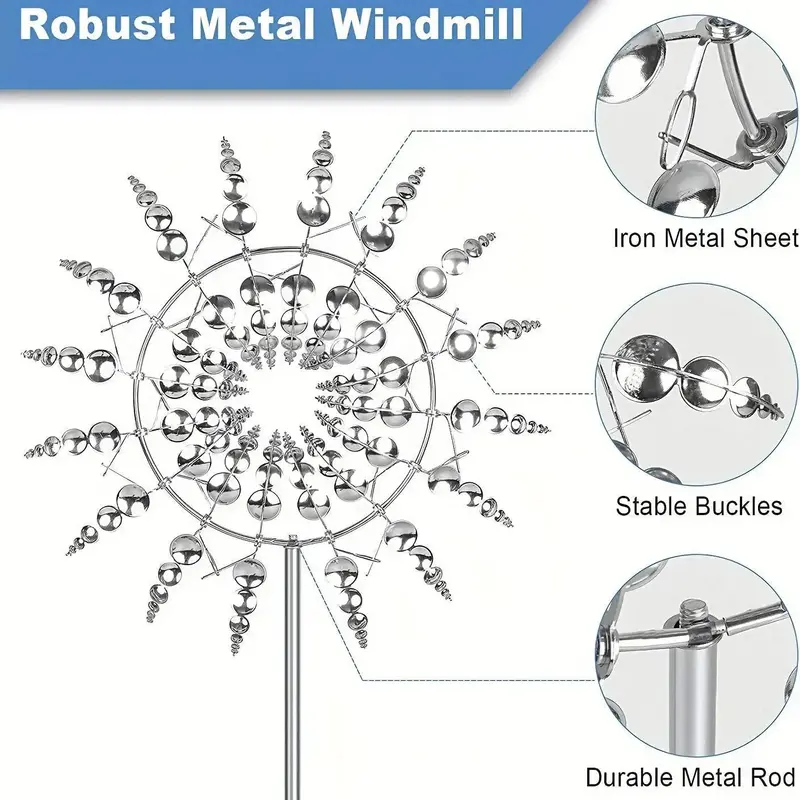 Metal Windmill Spinner for Outdoor Gardens | Weather-Resistant Wind-Powered Decor