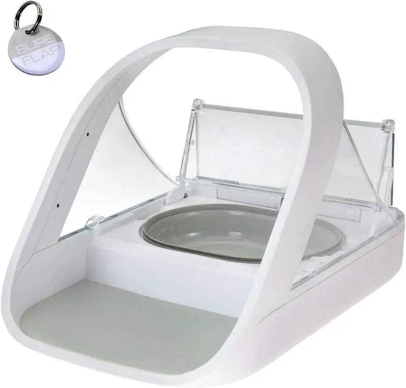 Microchip-Activated Automatic Pet Feeder (MPF001) | Dual-Compartment Dispenser for Wet & Dry Food | Includes Bonus Pet Towel