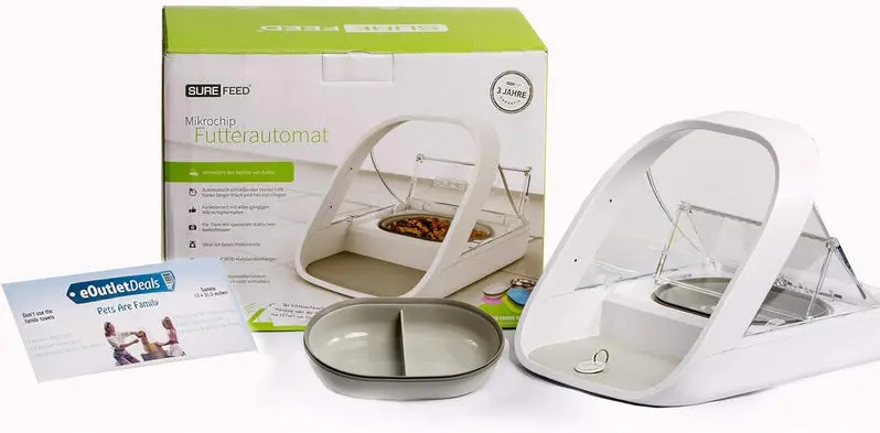 Microchip-Activated Automatic Pet Feeder (MPF001) | Dual-Compartment Dispenser for Wet & Dry Food | Includes Bonus Pet Towel