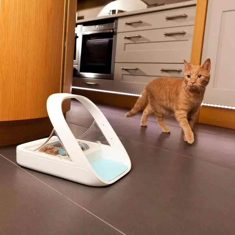 Microchip-Activated Automatic Pet Feeder (MPF001) | Dual-Compartment Dispenser for Wet & Dry Food | Includes Bonus Pet Towel